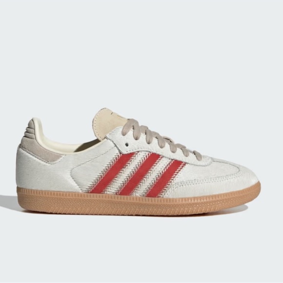 adidas Samba OG Pony Hair Wonder Beige / Cream White / Better Scarlet - Picture 2 of 12